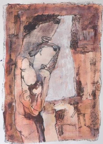 Figurative acrylic painting titled 'Untitled 4', 60x48 inches, by artist Raju Baviskar on Paper