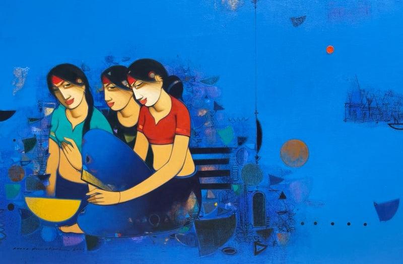 Figurative acrylic painting titled 'Untitled 4', 48x72 inches, by artist Anand Panchal on Canvas