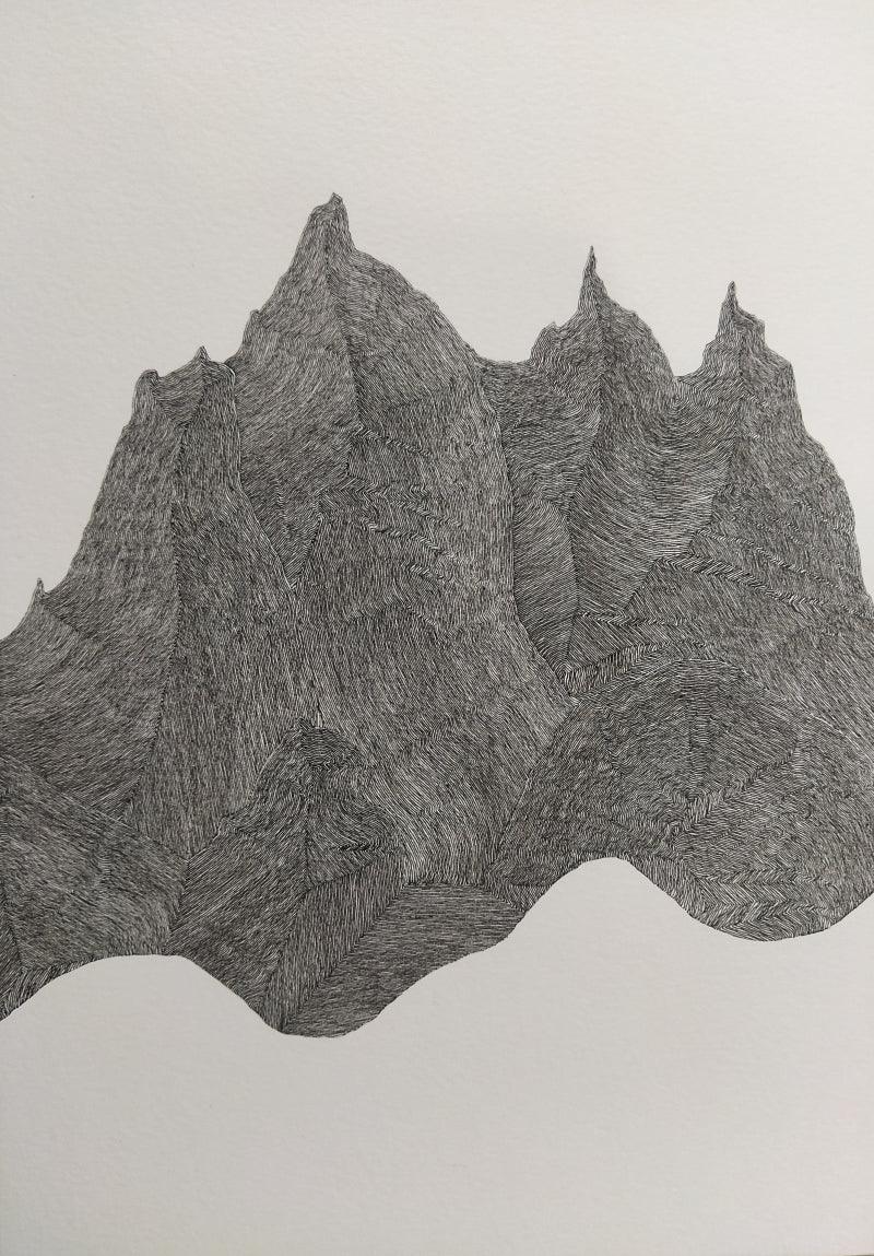 Abstract pen ink drawing titled 'Untitled 4', 12x8 inches, by artist Priya Dhoot on Paper