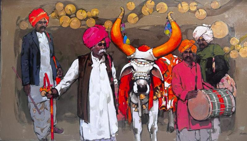 Religious acrylic painting titled 'Untitled 4', 32x51 inches, by artist Satyajeet Varekar on Canvas