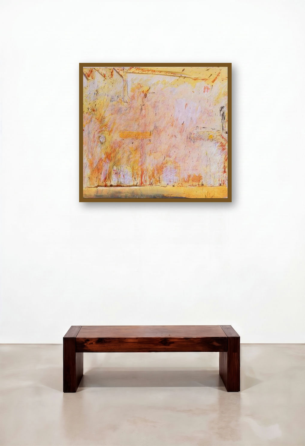 Untitled 4 (Sunlit Memories) by artist Sanjay Sawant displayed in a Elegant Bedroom