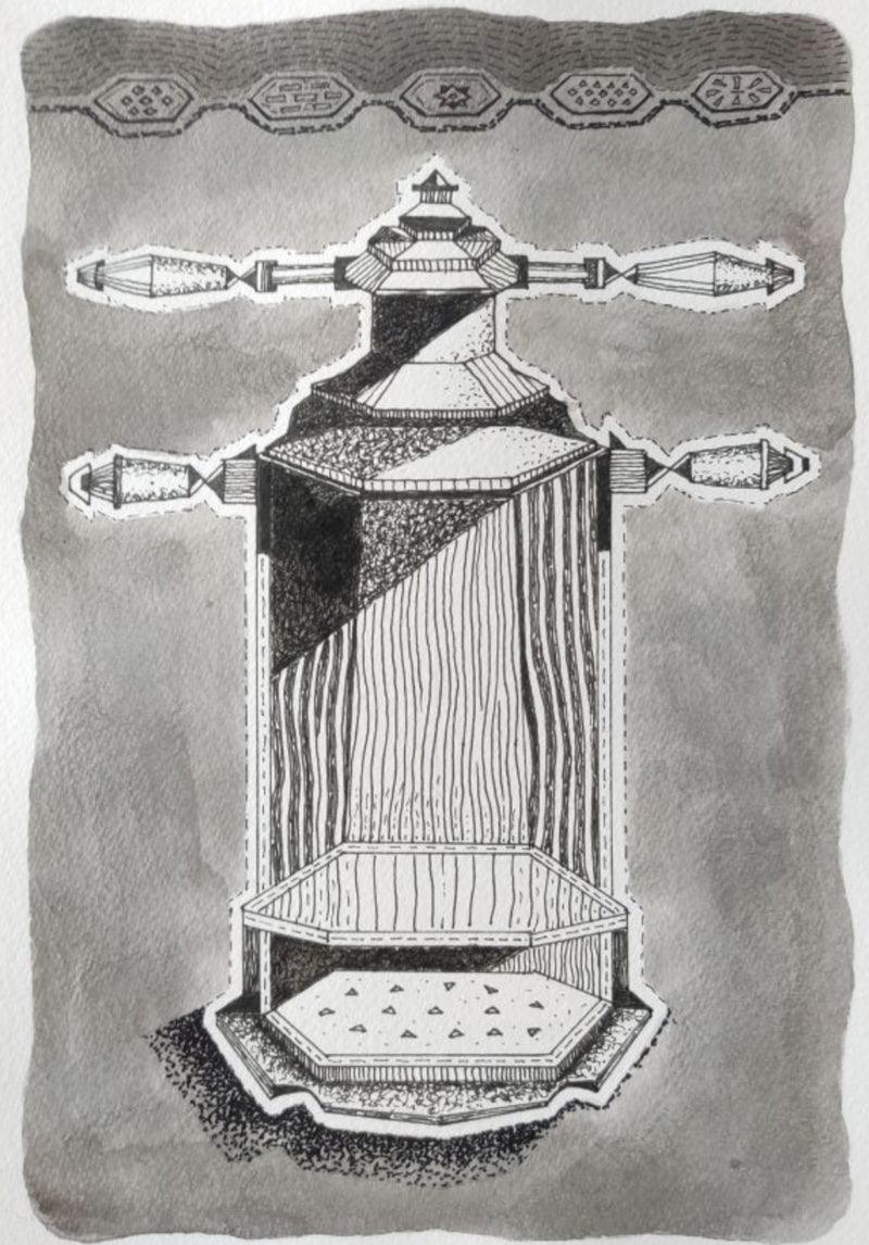 contemporary mixed media drawing titled 'Untitled 4', 12x8 inches, by artist Amol Khade on Paper