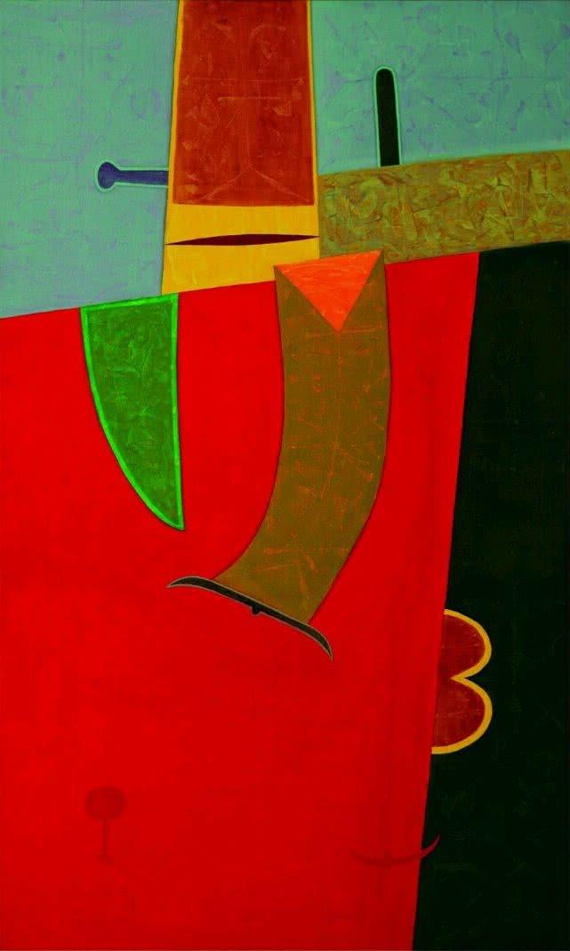 Abstract acrylic painting titled 'Untitled 4', 60x36 inches, by artist Bhushan Vaidhya on Canvas