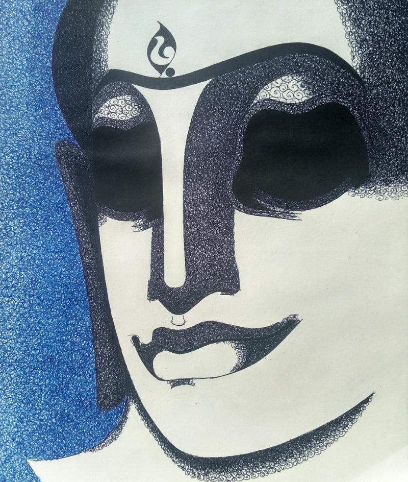 Religious pen drawing titled 'Untitled 4', 12x10 inches, by artist Prakaash Chandwadkar on Paper