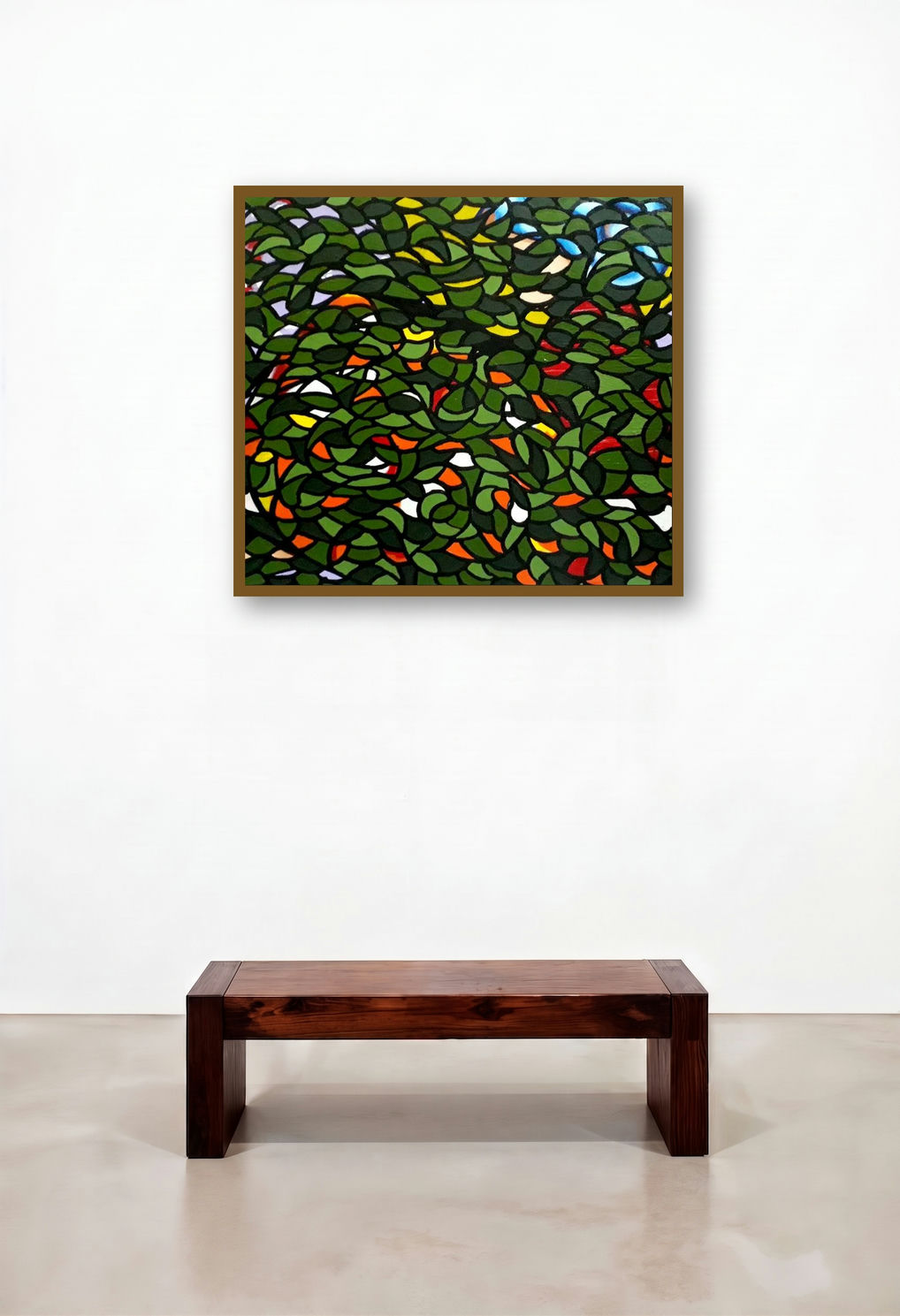Untitled 4 (Green Yellow) by artist Pratap Kore displayed in a Classic Hotel Suite