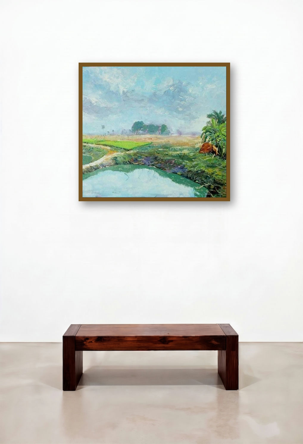 Untitled 4 (Serene Countryside**) by artist Satyabrata Karmakar displayed in a Elegant Home Office