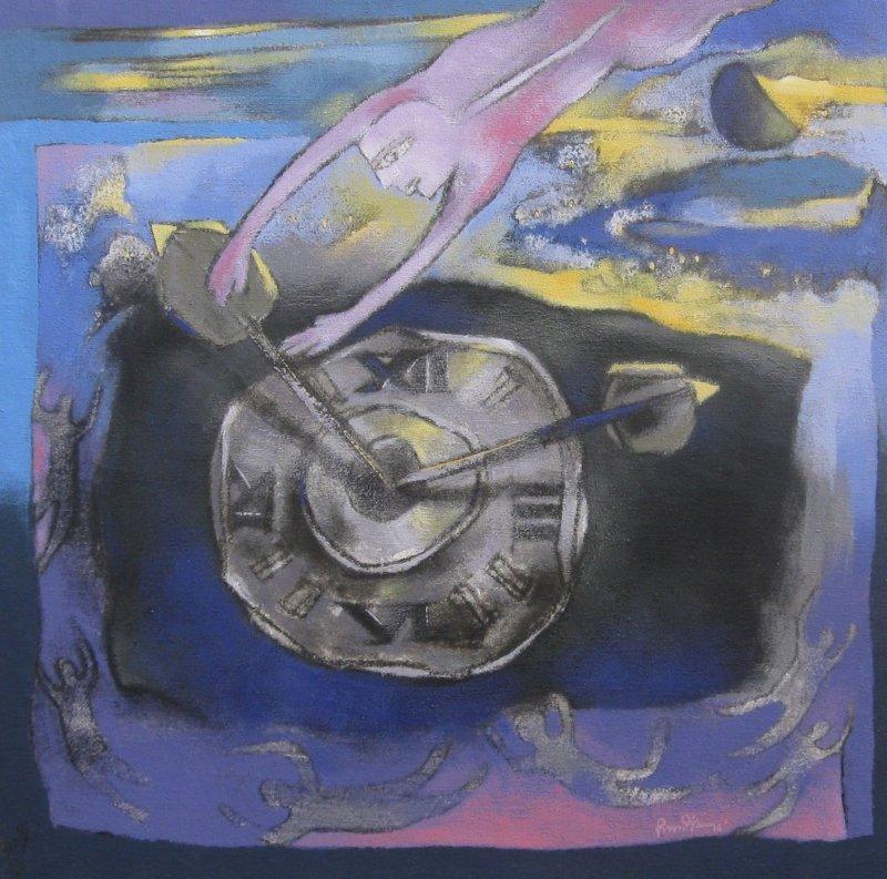 Figurative acrylic painting titled 'Untitled 4', 24x24 inches, by artist Pradip Kumar Sau on Canvas