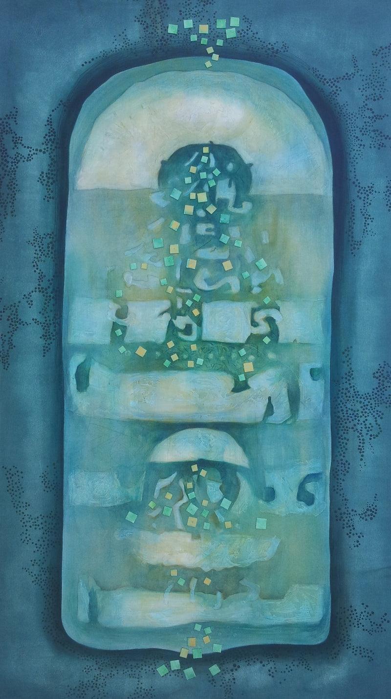 Abstract acrylic painting titled 'Untitled 4', 60x36 inches, by artist Jai Chouhan on Canvas