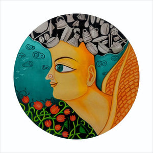 Figurative acrylic painting titled 'Untitled 4', 11x11 inches, by artist Meenakshi Jha Banerjee on Paper
