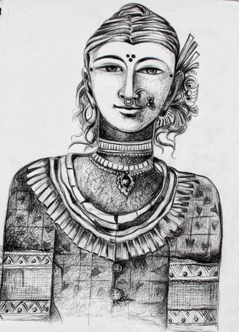 Figurative mixed media drawing titled 'Untitled 4', 11x8 inches, by artist Shilpa Bansod on Paper