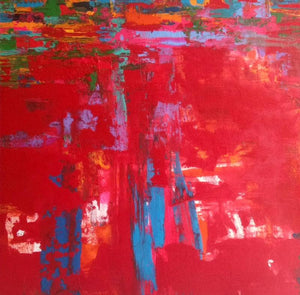 Abstract acrylic painting titled 'Untitled 4', 36x36 inches, by artist Ranadip Mukherjee on Canvas