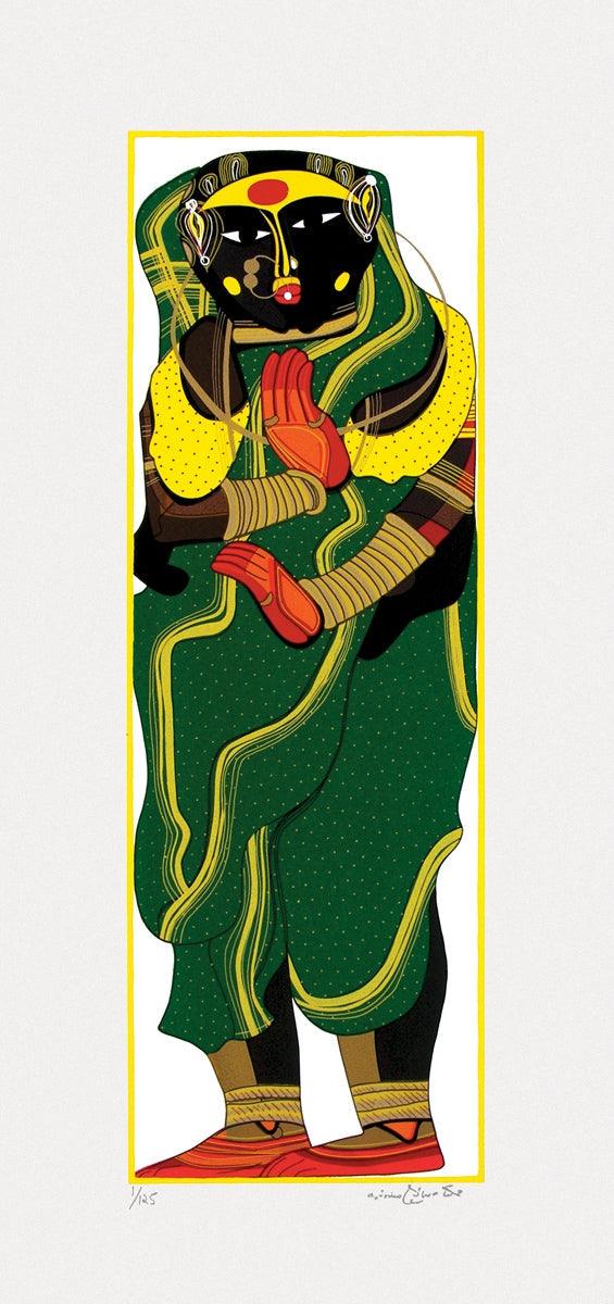 Figurative serigraphs painting titled 'Untitled 4', 30x14 inches, by artist Thota Vaikuntam on Paper