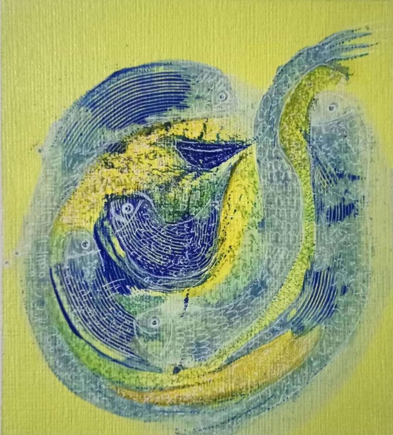 Abstract acrylic painting titled 'Untitled 4', 12x12 inches, by artist Trapti Porwal on Canvas