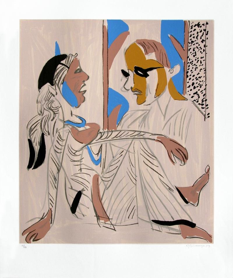 Figurative serigraphs painting titled 'Untitled 4', 36x30 inches, by artist K. G. Subramanyan on Paper