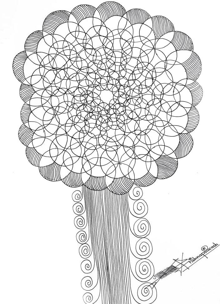 Abstract mixed media drawing titled 'Untitled 4', 17x12 inches, by artist Krishnaprakash Vasant Martand on Canson Paper