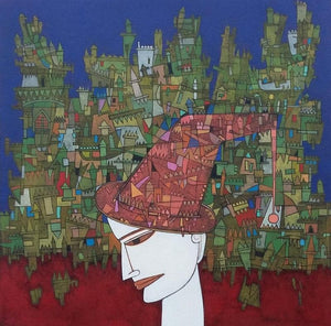 Figurative acrylic painting titled 'Untitled 4', 24x24 inches, by artist Biswajit Mondal on Canvas