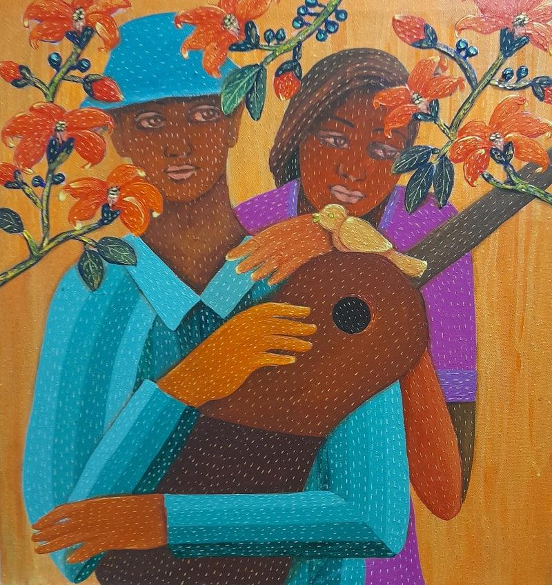 Figurative acrylic painting titled 'Untitled 4', 18x17 inches, by artist Sadaf Beg Khan on Canvas