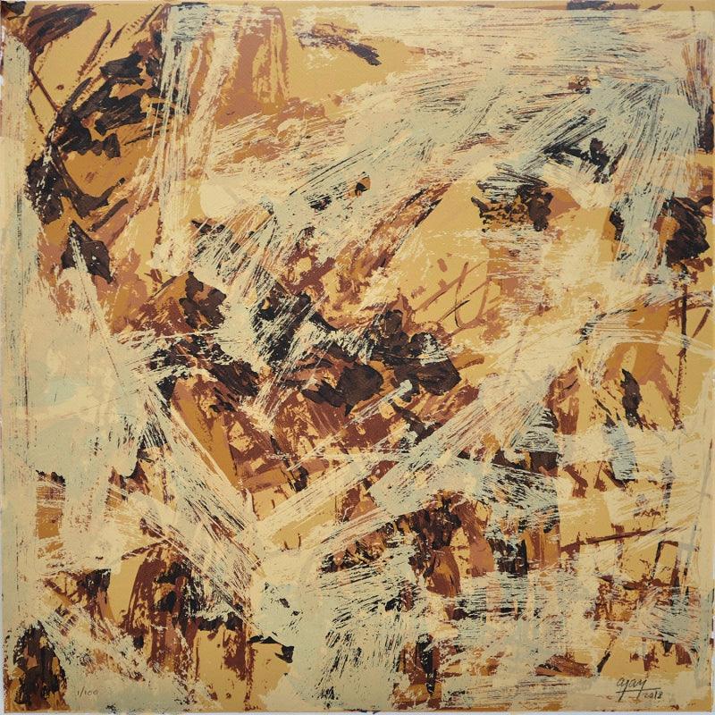 Abstract serigraphs painting titled 'Untitled 4', 24x24 inches, by artist Ajay Choudhary on Paper