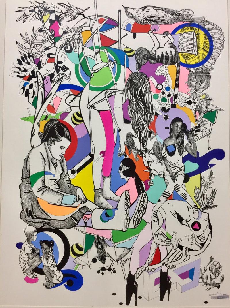 contemporary mixed media painting titled 'Untitled 4', 43x30 inches, by artist George Martin on Acid Free Paper