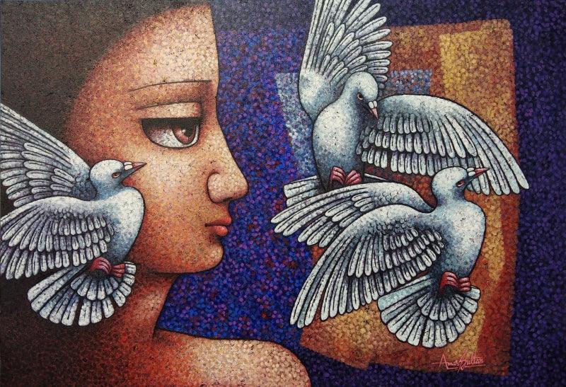 Figurative oil painting titled 'Untitled 4', 41x60 inches, by artist Amar Sultan on Canvas