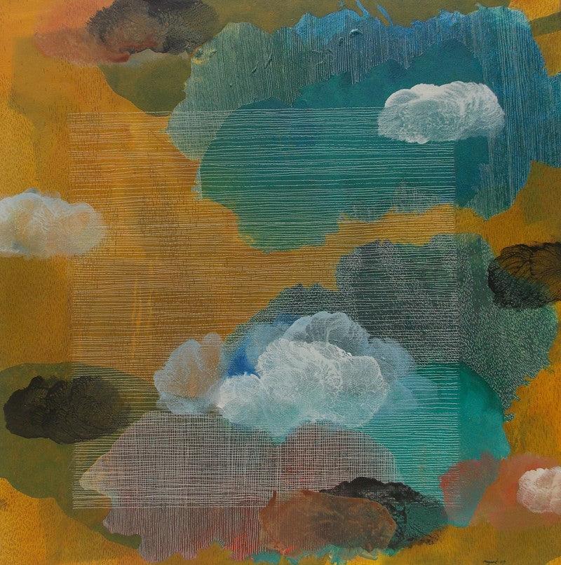 Abstract acrylic painting titled 'Untitled 4', 36x36 inches, by artist Mohd Majeed Mansoori on Canvas