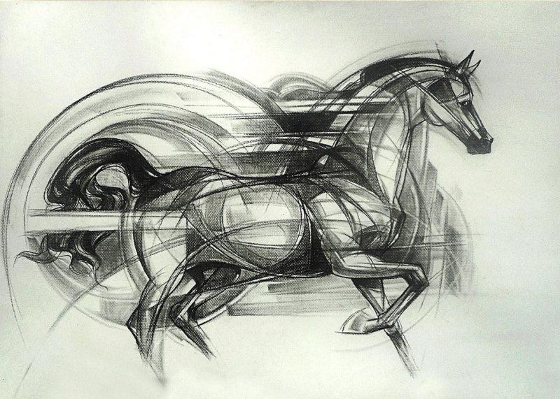 Animals charcoal drawing titled 'Untitled 4', 21x29 inches, by artist D Tiroumale on Paper