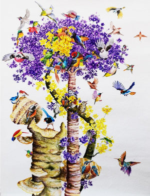 Nature watercolor painting titled 'Untitled 4', 30x24 inches, by artist Bikash Pradhan on Paper