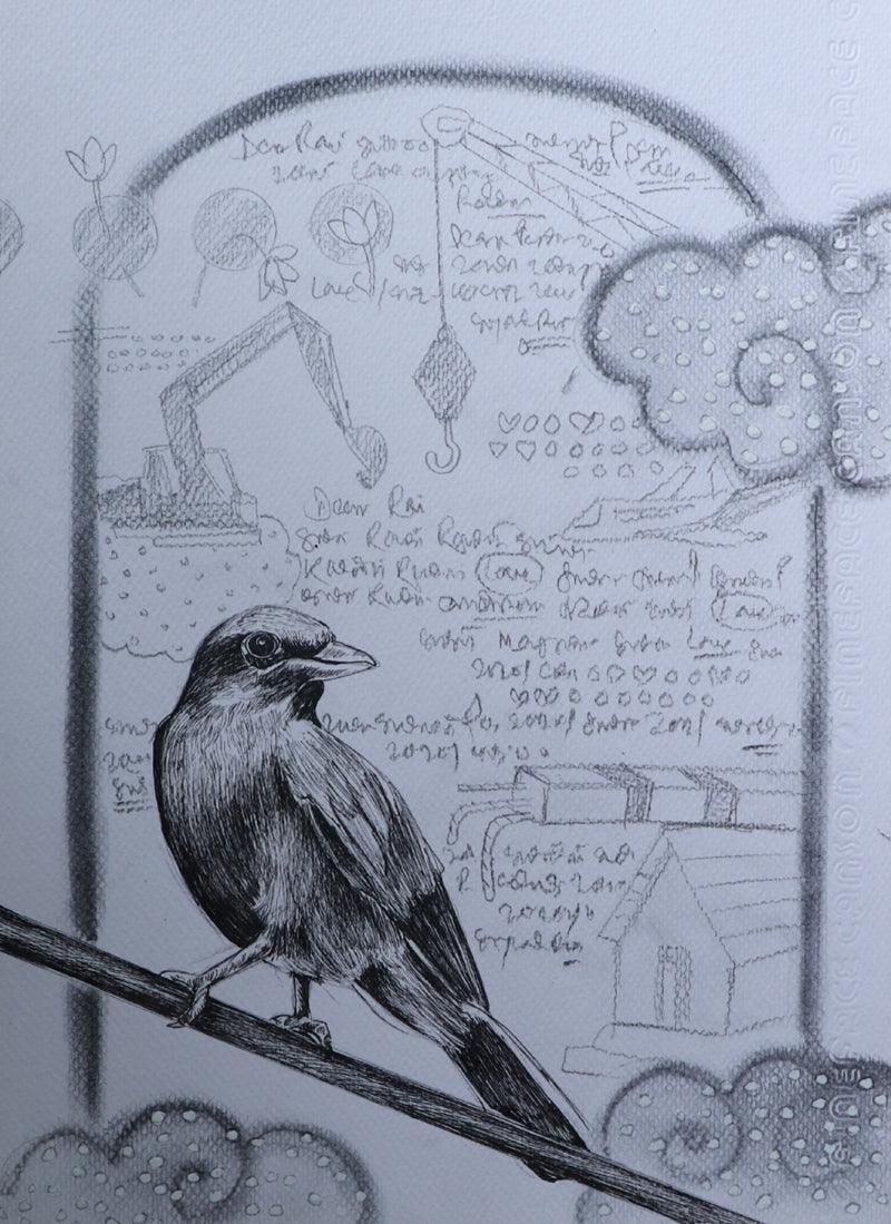 Animals ink charcoal drawing titled 'Untitled 4', 11x8 inches, by artist Gopal Roy on Acid Free Paper