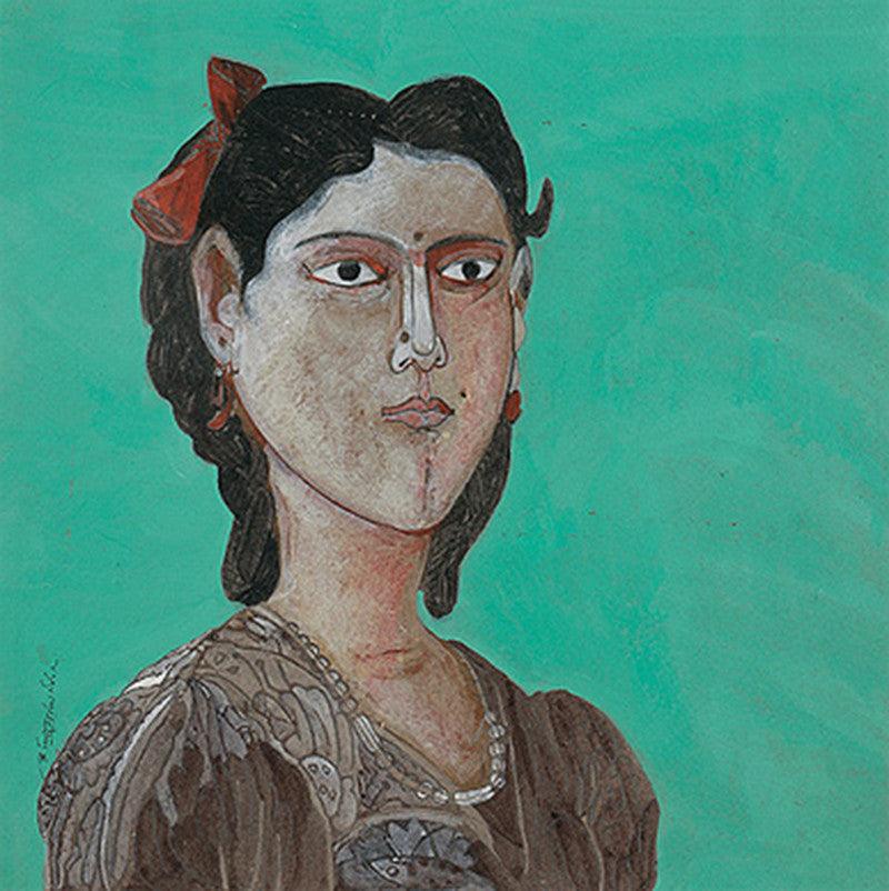 Figurative watercolor painting titled 'Untitled 42', 12x12 inches, by artist Laxma Goud on Paper