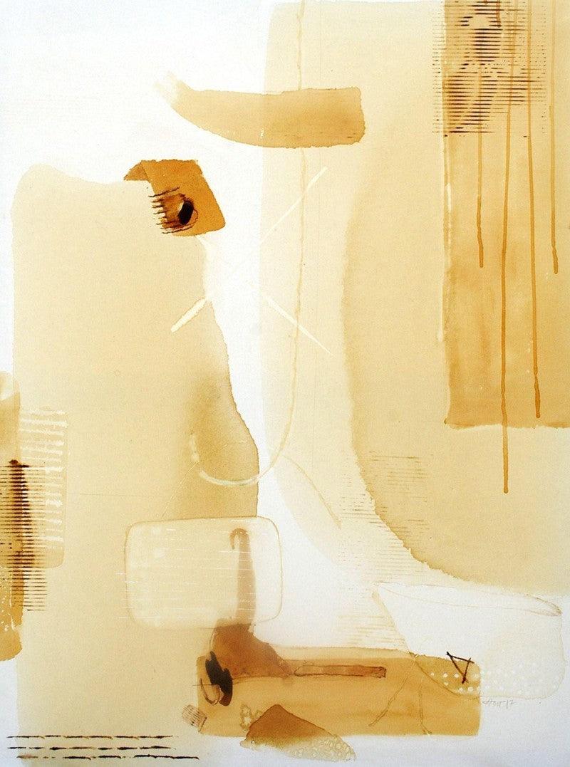 Abstract mixed media painting titled 'Untitled 43', 48x36 inches, by artist Veena Jain on Canvas