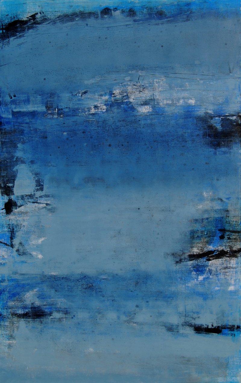 Abstract acrylic painting titled 'Untitled 46', 48x30 inches, by artist Umesh Patil on Canvas