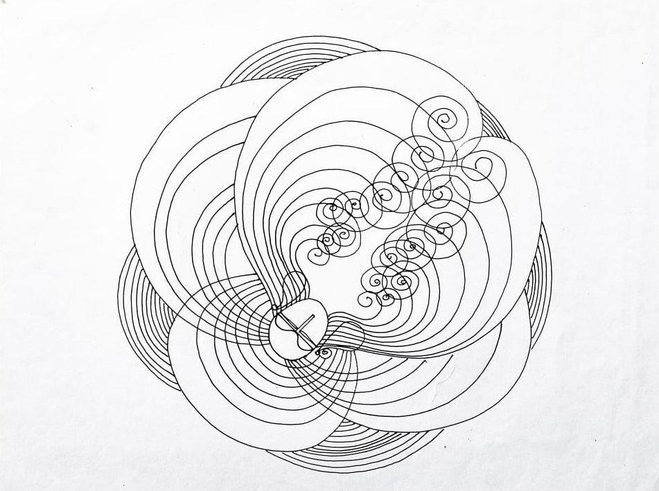Figurative mixed media drawing titled 'Untitled 46', 11x14 inches, by artist Krishnaprakash Vasant Martand on Canson Paper