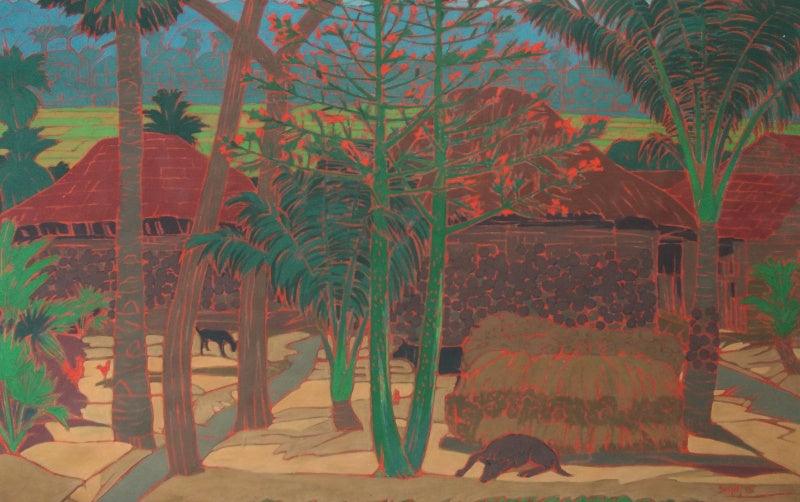 Animals tempera painting titled 'Untitled 5', 20x30 inches, by artist Sujit Das on Cloth