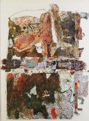 Untitled 5 (Untitled) by Sanjay Sawant, Original Mixed Media Abstract Painting on Canvas, X-Large Vertical Wall Art