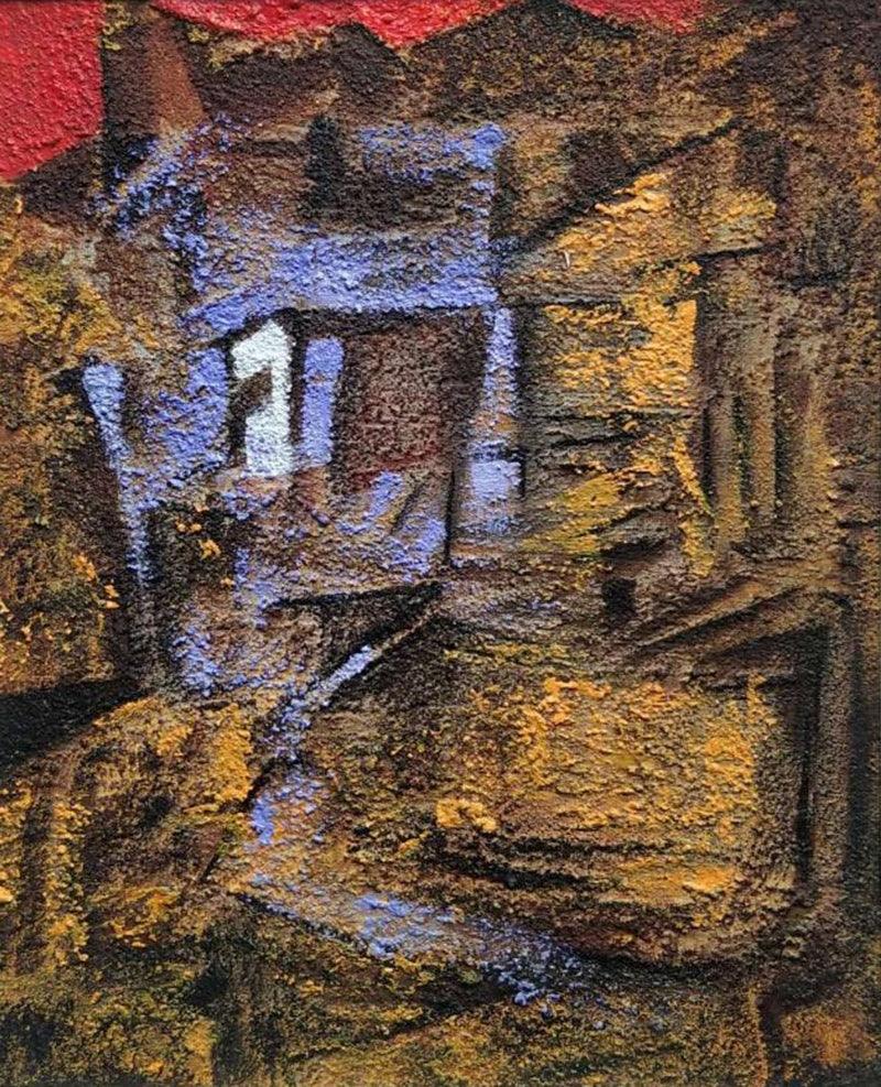 Abstract acrylic painting titled 'Untitled 5', 12x10 inches, by artist Shirish Mitbawkar on Mount Board