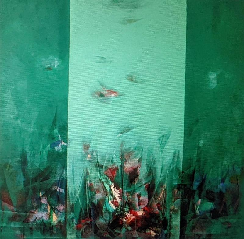 Abstract acrylic painting titled 'Untitled 5', 71x71 inches, by artist Vasant Sonavani on Canvas