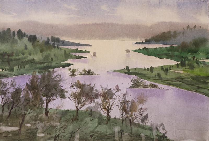 Seascape watercolor painting titled 'Untitled 5', 16x12 inches, by artist Amol Takale on Paper