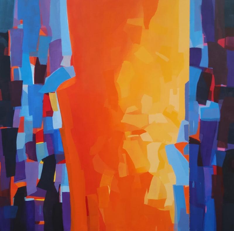 Abstract acrylic painting titled 'Untitled 5', 48x48 inches, by artist Padmakar Santape on Canvas
