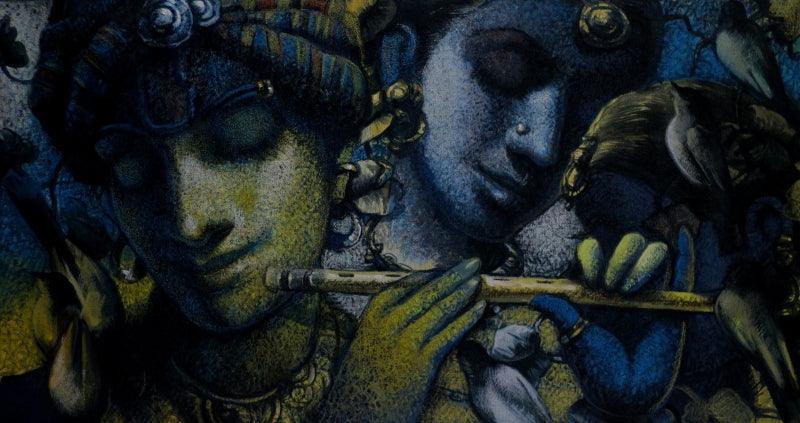 Figurative mixed media painting titled 'Untitled 5', 16x30 inches, by artist Arya Chowdhury on Canvas