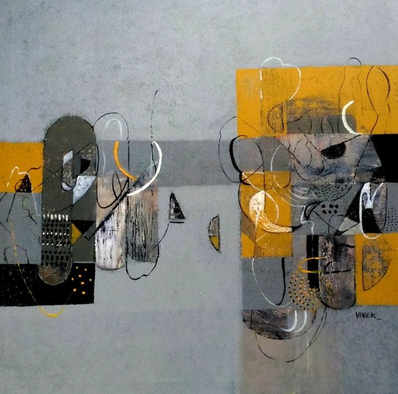 Abstract acrylic painting titled 'Untitled 5', 24x24 inches, by artist Vivek Nimbolkar on Canvas