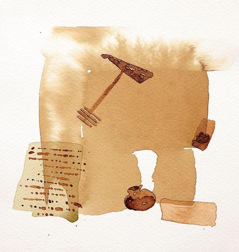 Abstract mixed media painting titled 'Untitled 5', 8x8 inches, by artist Veena Jain on Paper