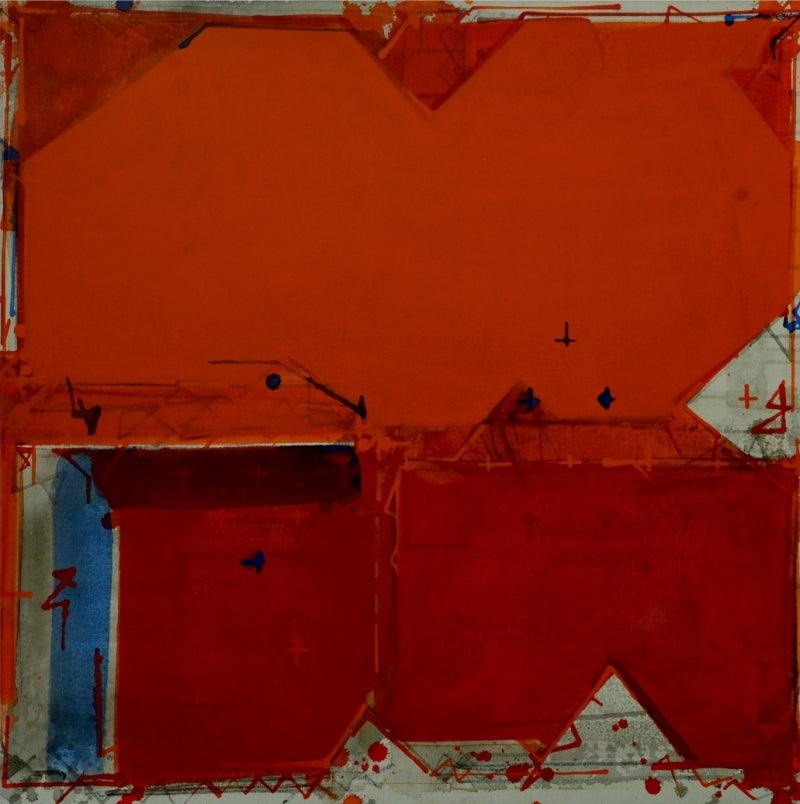 Abstract acrylic painting titled 'Untitled 5', 30x30 inches, by artist Santosh Rathod on Canvas