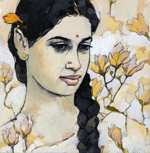Figurative acrylic painting titled 'Untitled 5', 9x9 inches, by artist Satyajeet Varekar on Canvas