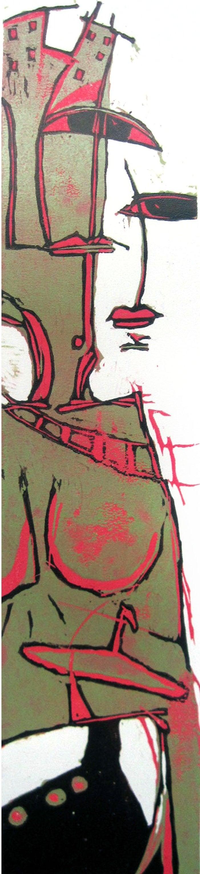 Abstract printmaking titled 'Untitled 5', 24x12 inches, by artist Priya Bambal on Paper