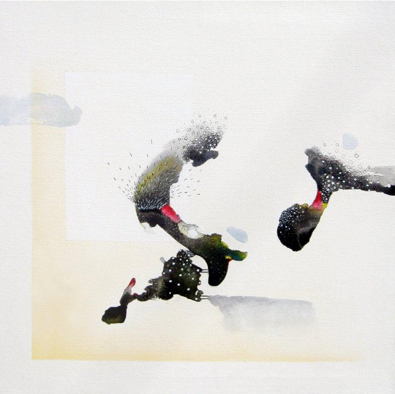 Abstract mixed media painting titled 'Untitled 5', 24x24 inches, by artist Huma Khan on Canvas