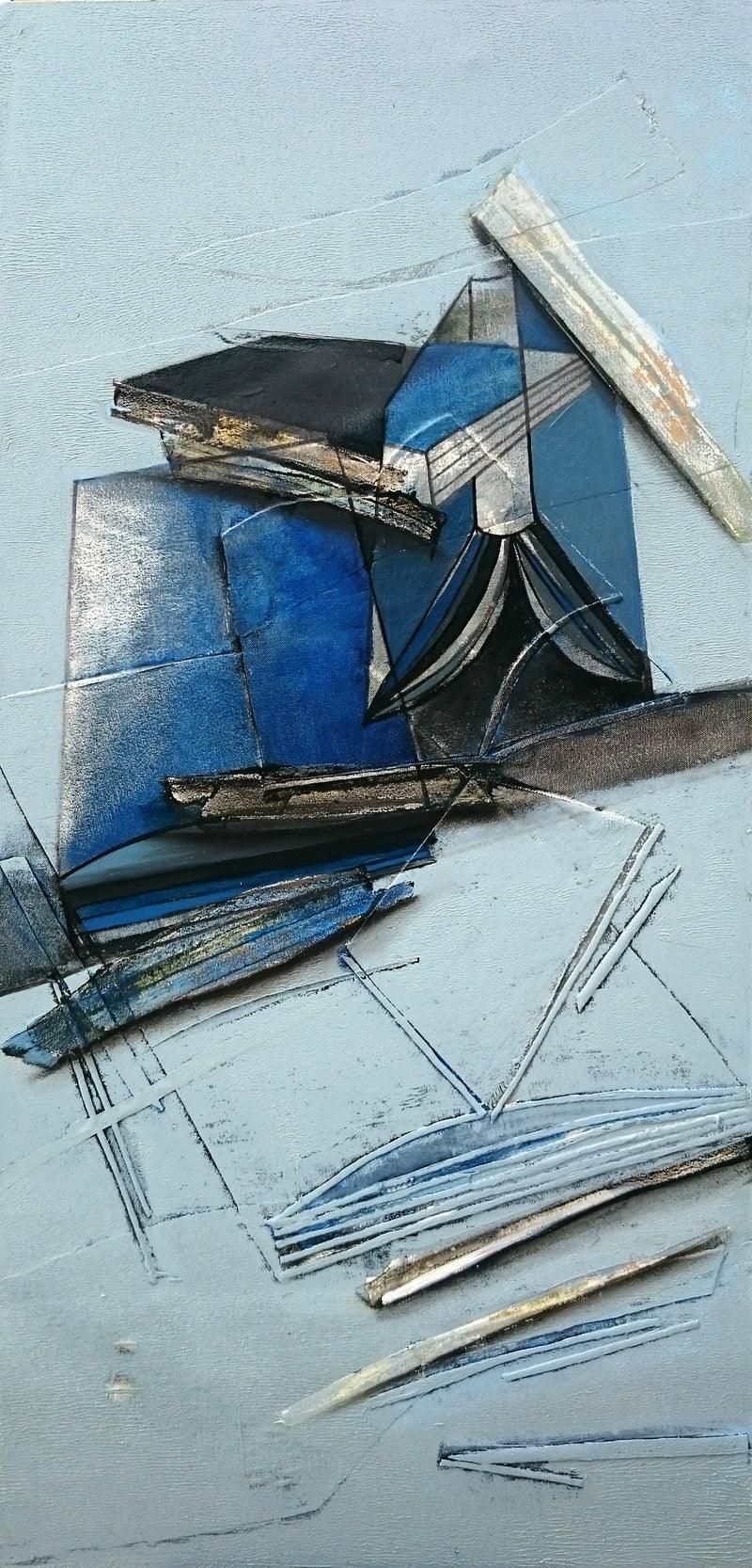 Abstract oil painting titled 'Untitled 5', 48x24 inches, by artist Shilpa Patole on Canvas