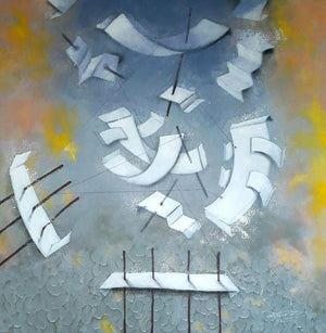 Abstract acrylic painting titled 'Untitled 5', 30x30 inches, by artist Vijayraaj Bodhankar on Canvas