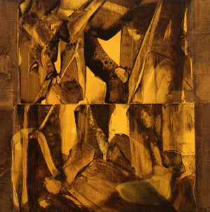 Abstract acrylic painting titled 'Untitled 5', 12x12 inches, by artist Dnyaneshwar Ingle on Canvas