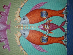 contemporary acrylic painting titled 'Untitled 5', 48x36 inches, by artist Arvind Dubey on Canvas