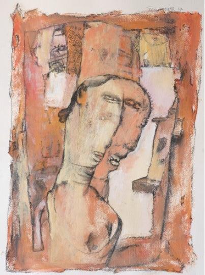 Figurative acrylic painting titled 'Untitled 5', 60x48 inches, by artist Raju Baviskar on Paper